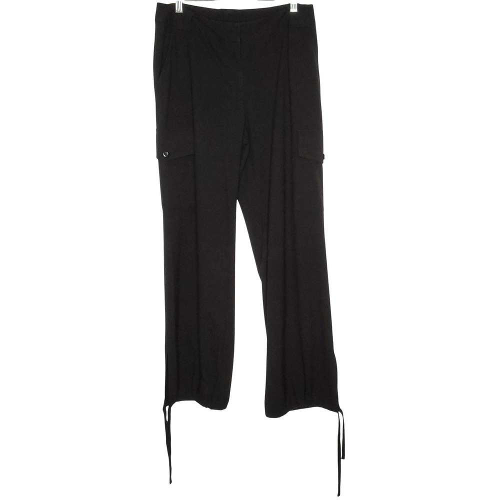 Gorpcore INC International Concepts Cargo Pants Women 8 Black Tie Straight Leg